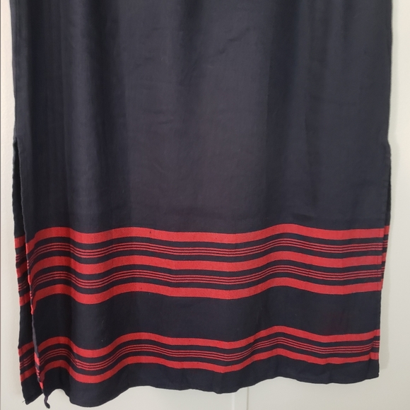 J. Jill Navy Blue and Red Linen Blend Pull-On Maxi Skirt - Picture 8 of 10